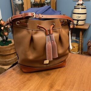 Dooney & Bourke Caramel Pebble Leather QVC Archives Drawstring